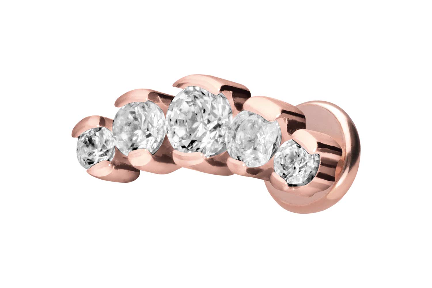 Titan Labret Piercing mit Push Fit 5 EINGEFASSTE KRISTALLE